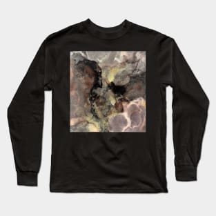 Brown, gold and black marble effect Long Sleeve T-Shirt